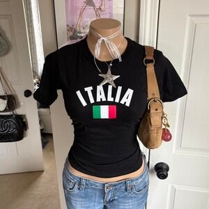 y2k 2000s italia baby tee italian flag graphic fitted euro summer top